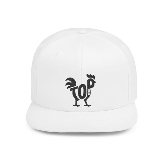TOP COCK Flat Bill Snapback — Onyx Silhouette Design