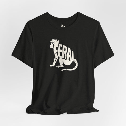 FERAL MONKEY Jersey Tee - Bone Silhouette Design