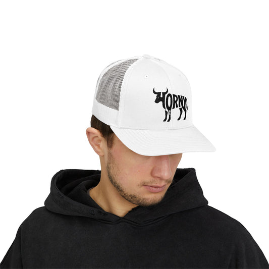 HORNY BULL Snapback Trucker Cap - Onyx Silhouette Design
