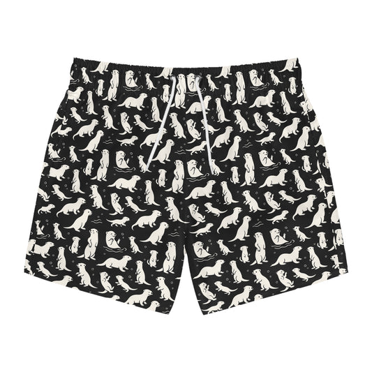 OTTERLY ADORABLE Imprinted 5-6" Inseam Swim Trunks - Onyx