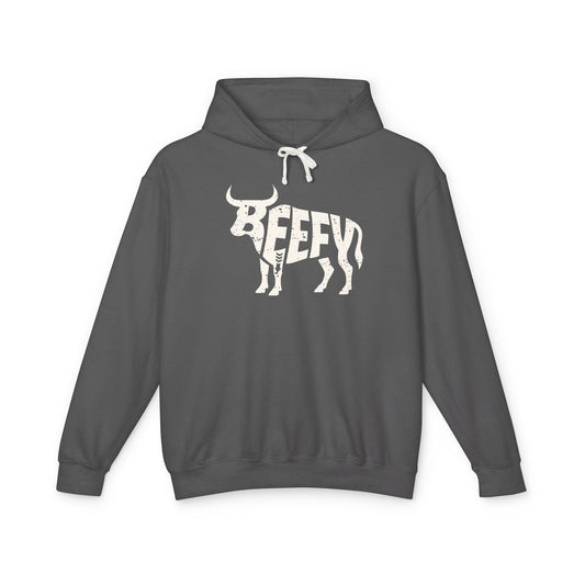 BEEFY BULL Lightweight Hoodie - Bone Silhouette Design