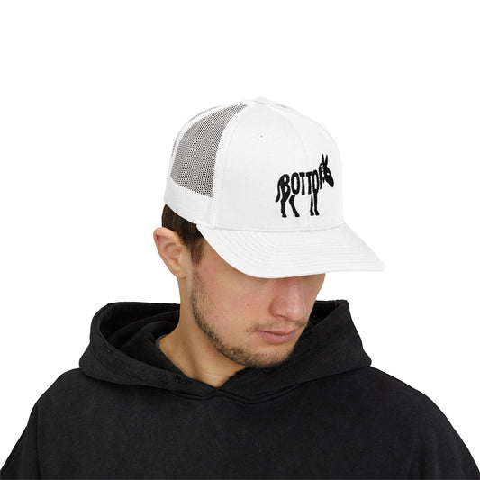 BOTTOM ASS Snapback Trucker Cap - Onyx Silhouette Design