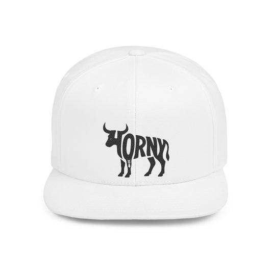 HORNY BULL Flat Bill Snapback — Onyx Silhouette Design
