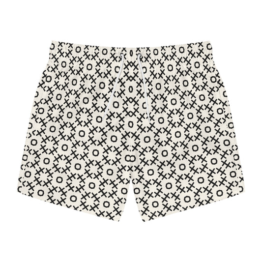 TIC-TAC-HOE Imprinted 5-6" Inseam Swim Trunks - Bone