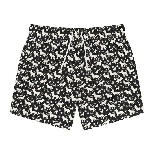 WOLF TRIBE Imprinted 5-6" Inseam Swim Trunks - Onyx