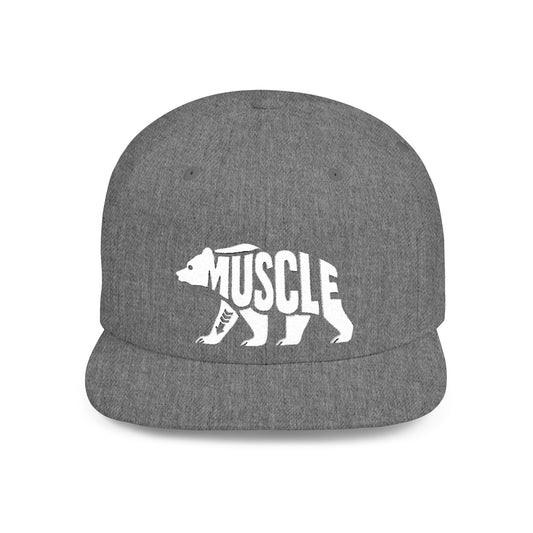 MUSCLE BEAR Flat Bill Snapback — Bone Silhouette Design