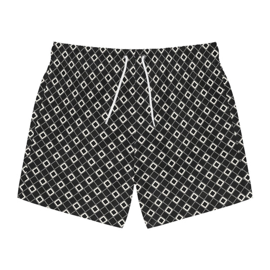 SHINE BRIGHT Imprinted 5-6" Inseam Swim Trunks - Onyx