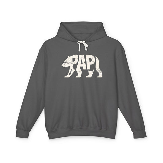 PAPI BEAR Lightweight Hoodie - Bone Silhouette Design