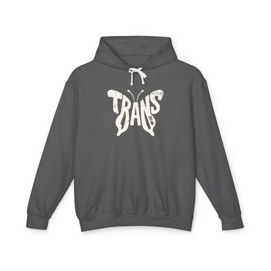 TRANS BUTTERFLY Lightweight Hoodie - Bone Silhouette Design
