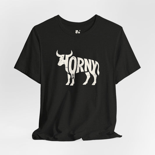HORNY BULL Jersey Tee - Bone Silhouette Design