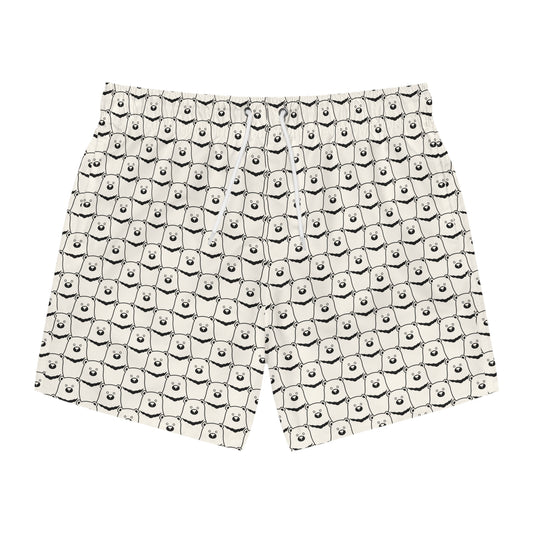 BEAR STARE Imprinted 5-6" Inseam Swim Trunks - Bone