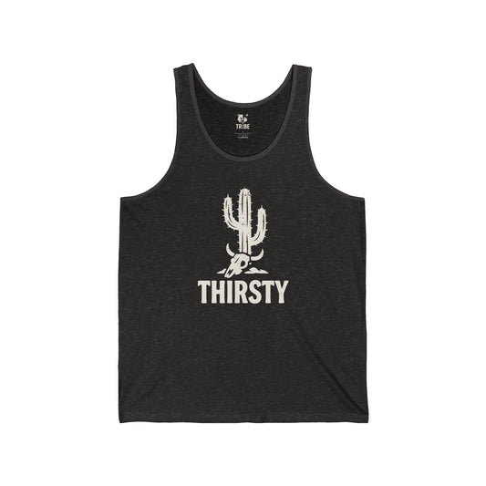 THIRSTY Jersey Tank - Bone Silhouette Design