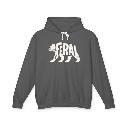FERAL BEAR Lightweight Hoodie - Bone Silhouette Design