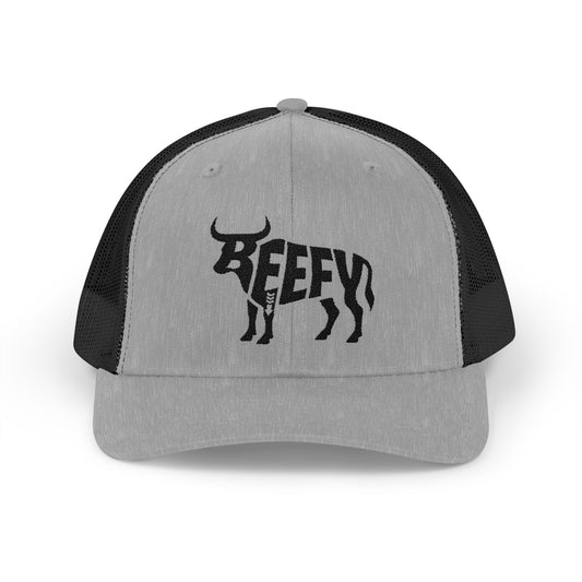 BEEFY BULL Snapback Trucker Cap - Onyx Silhouette Design
