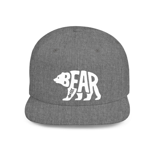 BEAR Flat Bill Snapback — Bone Silhouette Design