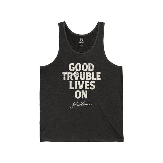 GOOD TROUBLE Jersey Tank - Bone Silhouette Design