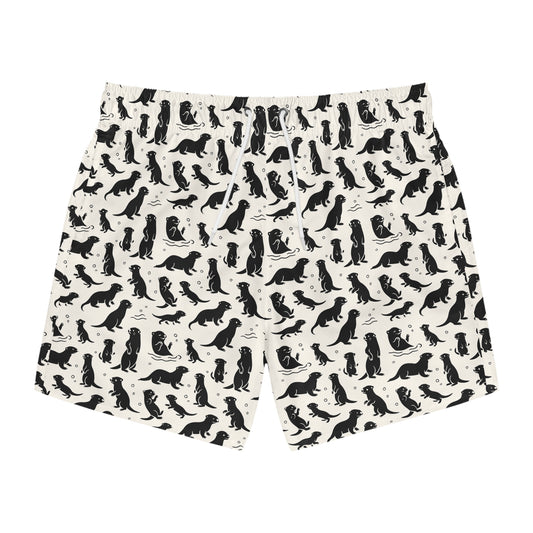 OTTERLY ADORABLE Imprinted 5-6" Inseam Swim Trunks - Bone