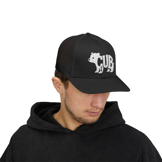 BEAR CUB Snapback Trucker Cap - Bone Silhouette Design