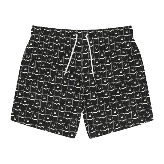 BEAR STARE Imprinted 5-6" Inseam Swim Trunks - Onyx