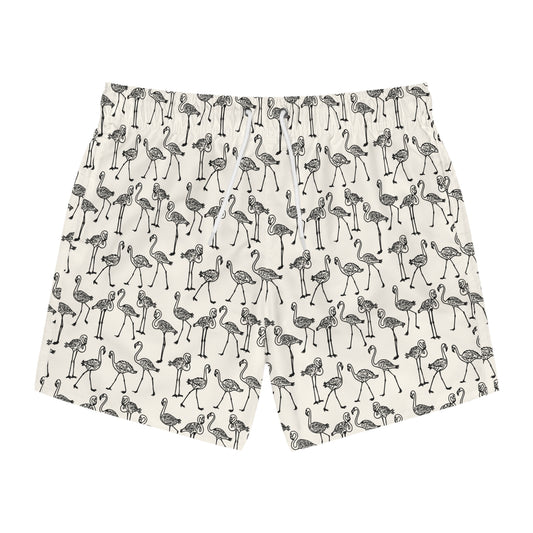 FLOCK TOGETHER Imprinted 5-6" Inseam Swim Trunks - Bone