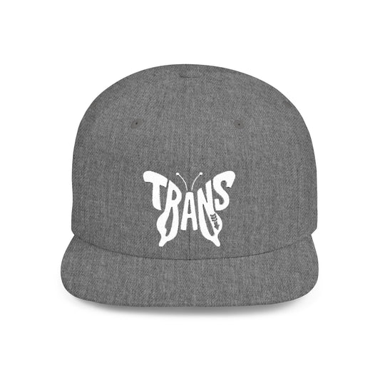 TRANS BUTTERFLY Flat Bill Snapback — Bone Silhouette Design