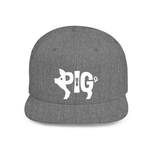 PIG Flat Bill Snapback — Bone Silhouette Design