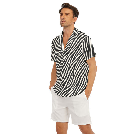 ZEBRA Men’s V-Neck Button-Up - Onyx