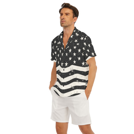 BARS-N-STARS Men’s V-Neck Button-Up - Onyx & Bone