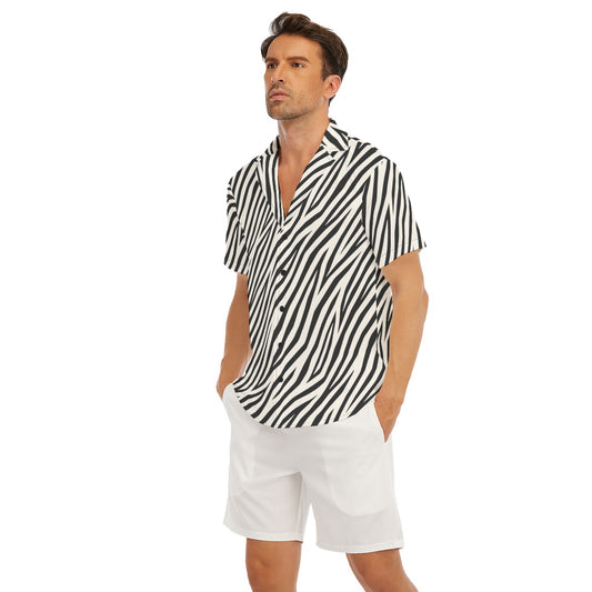 ZEBRA Men's V-Neck Button Up - Bone