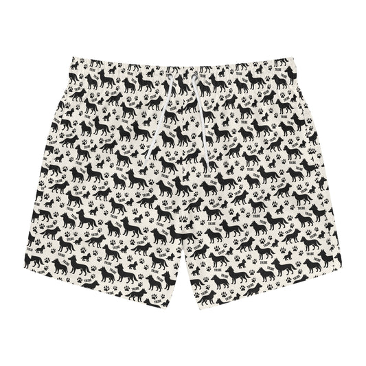 WOLF TRIBE Imprinted 5-6" Inseam Swim Trunks - Bone