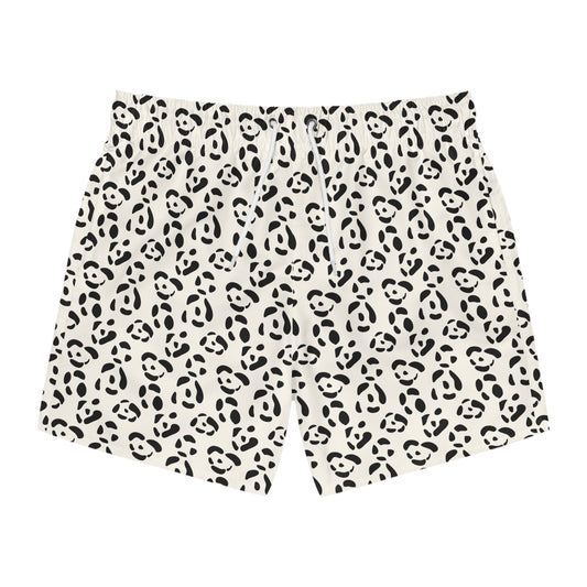 LEOPARD Imprinted 5-6" Inseam Swim Trunks - Bone