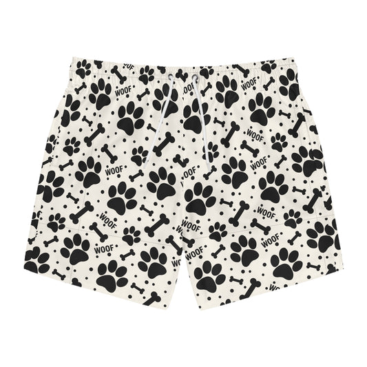 PAWFECT PUP Imprinted 5-6" Inseam Swim Trunks - Bone