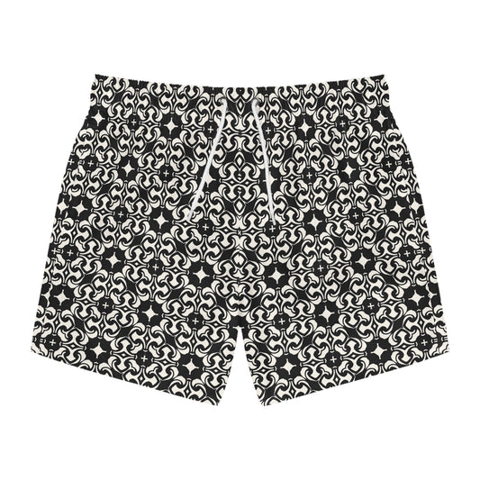 PORTUGAY Imprinted 5-6" Inseam Swim Trunks - Onyx