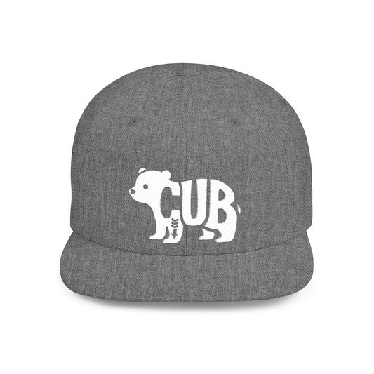 BEAR CUB Flat Bill Snapback — Bone Silhouette Design