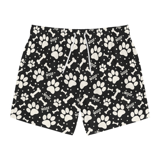 PAWFECT PUP Imprinted 5-6" Inseam Swim Trunks - Onyx