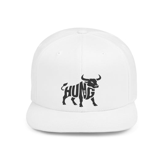 HUNG BULL Flat Bill Snapback — Onyx Silhouette Design