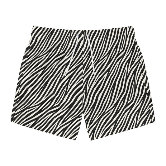 ZEBRA Imprinted 5-6" Inseam Swim Trunks - Onyx