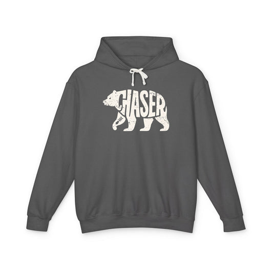 BEAR CHASER Lightweight Hoodie - Bone Silhouette Design