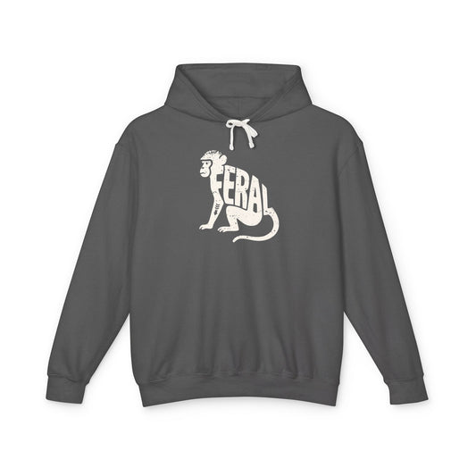 FERAL MONKEY Lightweight Hoodie - Bone Silhouette Design