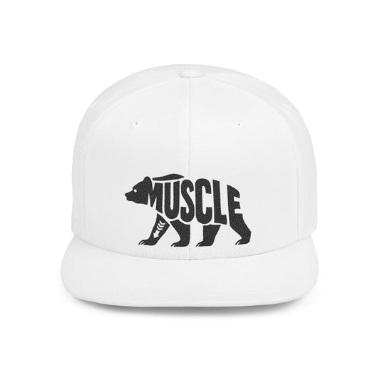MUSCLE BEAR Flat Bill Snapback — Onyx Silhouette Design