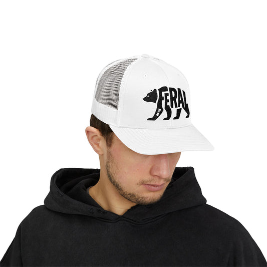 FERAL BEAR Snapback Trucker Cap - Onyx Silhouette Design