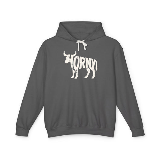 HORNY BULL Lightweight Hoodie - Bone Silhouette Design