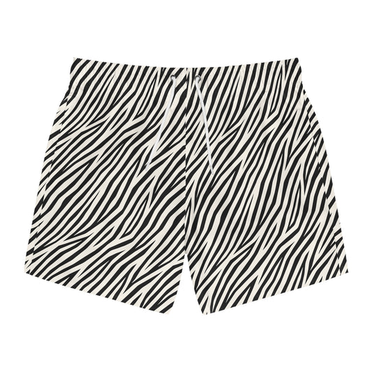 ZEBRA Imprinted 5-6" Inseam Swim Trunks - Bone