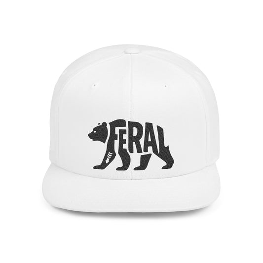 FERAL BEAR Flat Bill Snapback — Onyx Silhouette Design