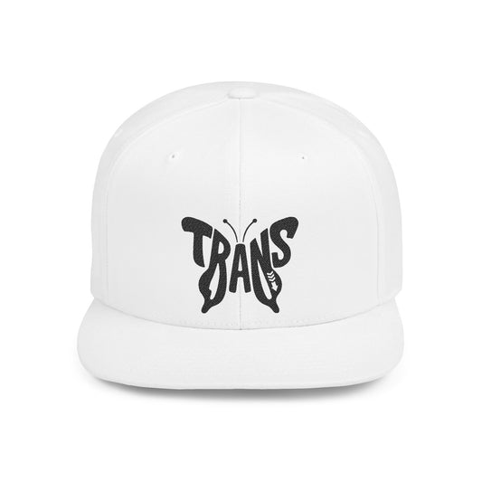 TRANS BUTTERFLY Flat Bill Snapback — Onyx Silhouette Design
