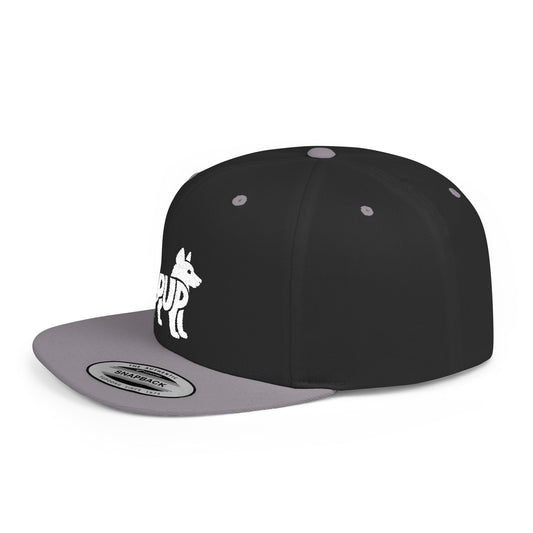 PUP Flat Bill Snapback — Bone Silhouette Design