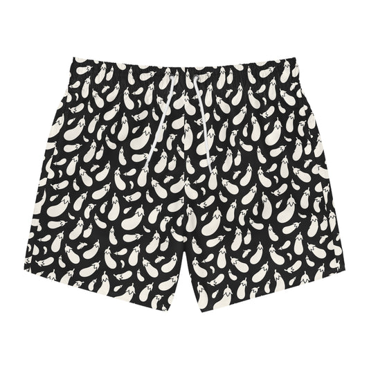 AUBERGINE Imprinted 5-6" Inseam Swim Trunks - Onyx