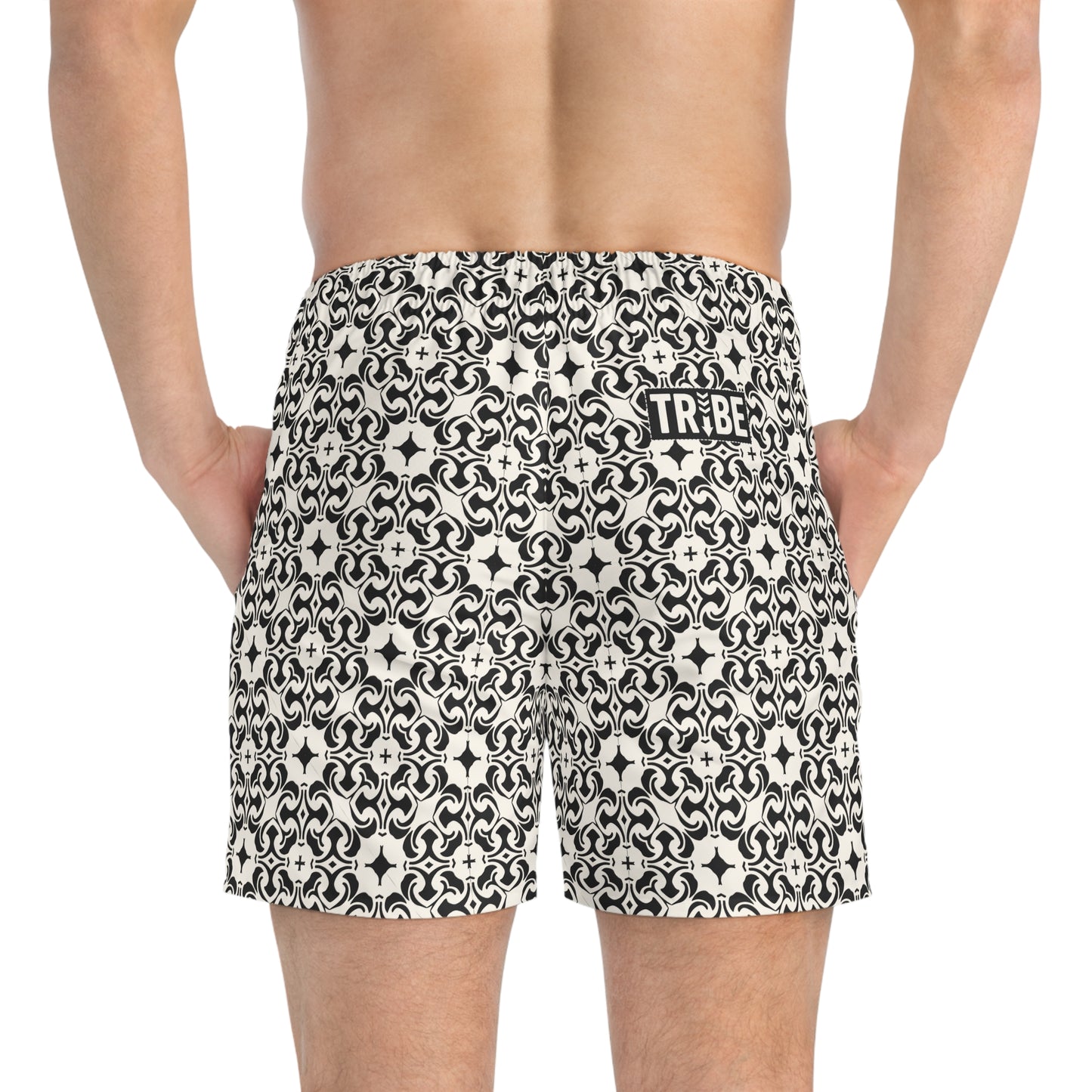 PORTUGAY Imprinted 5-6" Inseam Swim Trunks - Bone