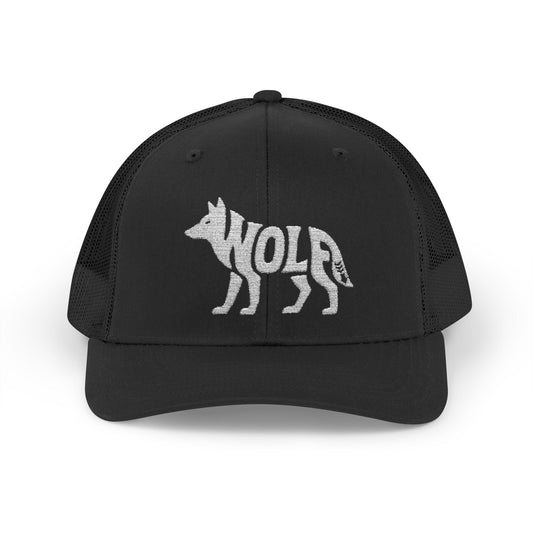 WOLF Snapback Trucker Cap - Bone Silhouette Design