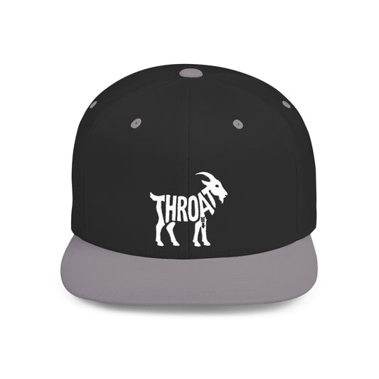 THROAT GOAT Flat Bill Snapback — Bone Silhouette Design
